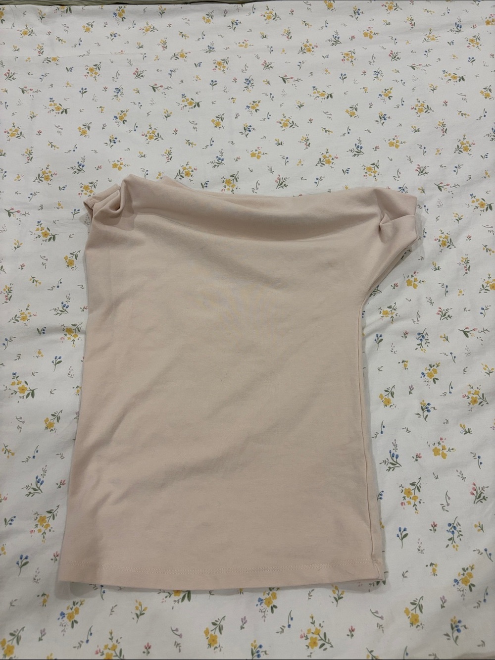 Dynamite Beige Off the Shoulder Asymmetrical Top